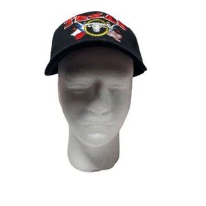 Texas Embroidered Flag Longhorn Strapback Dad Style Hat Cap Black New